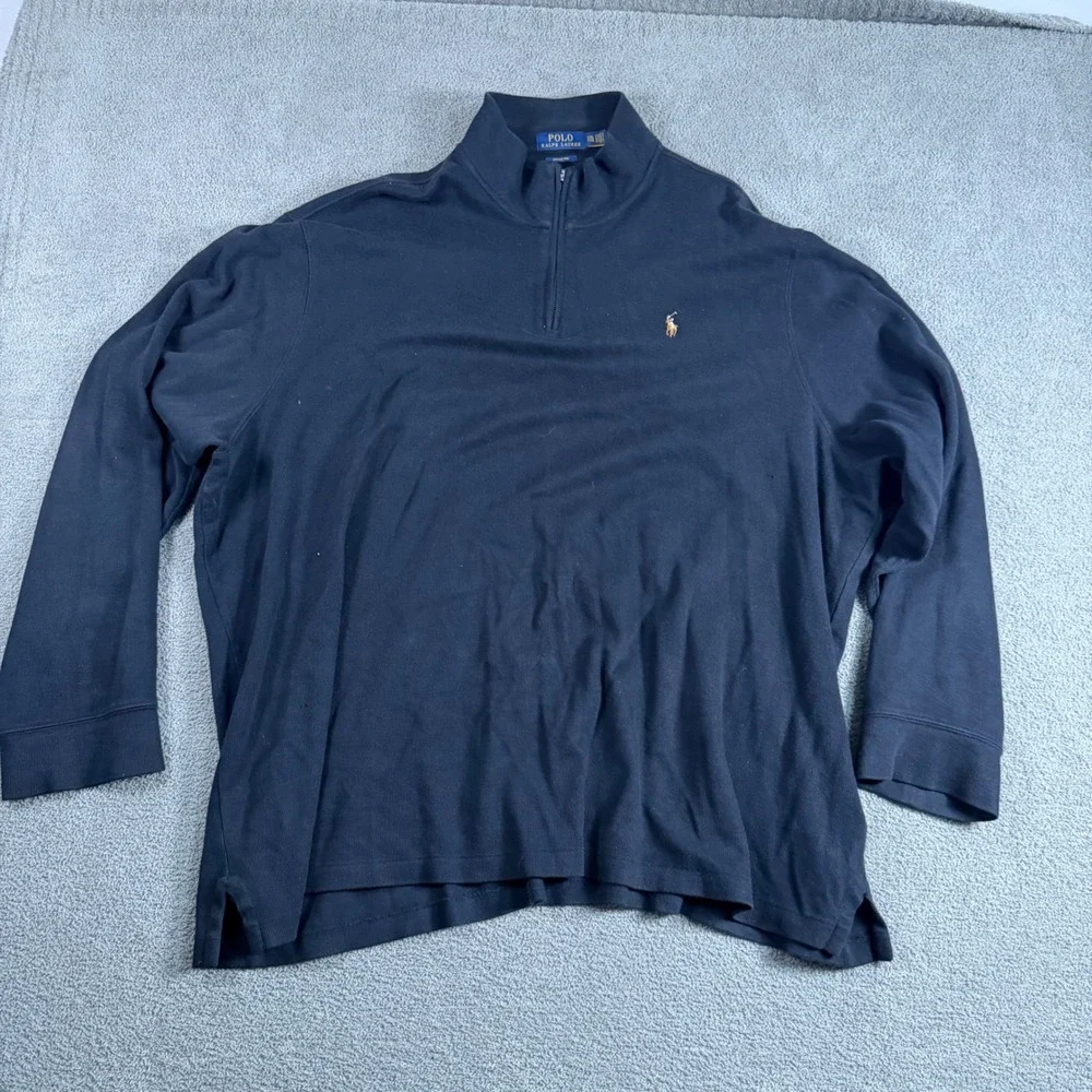 Polo Ralph Lauren Mens XXL Navy Blue Estate Rib Quarter Zip Pullover Sweater